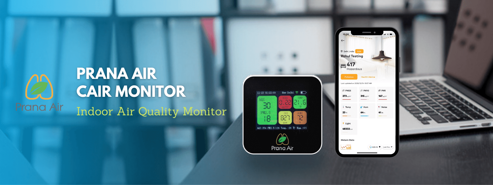 moniteur de qualité de l'air prana