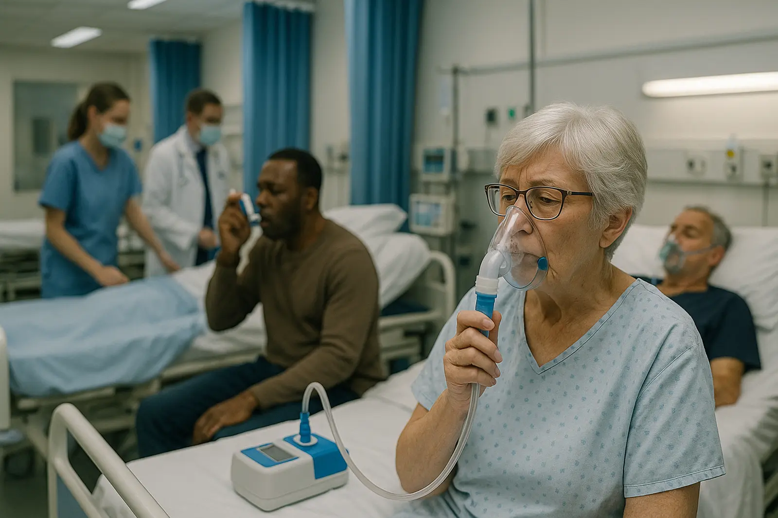 Patients facing asthma and breathing difficulties in a hospital