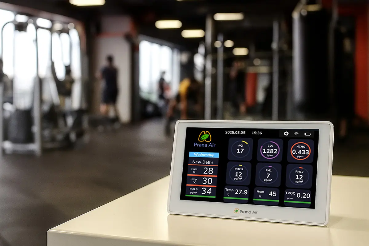 moniteur de qualité de l’air dans une salle de sport