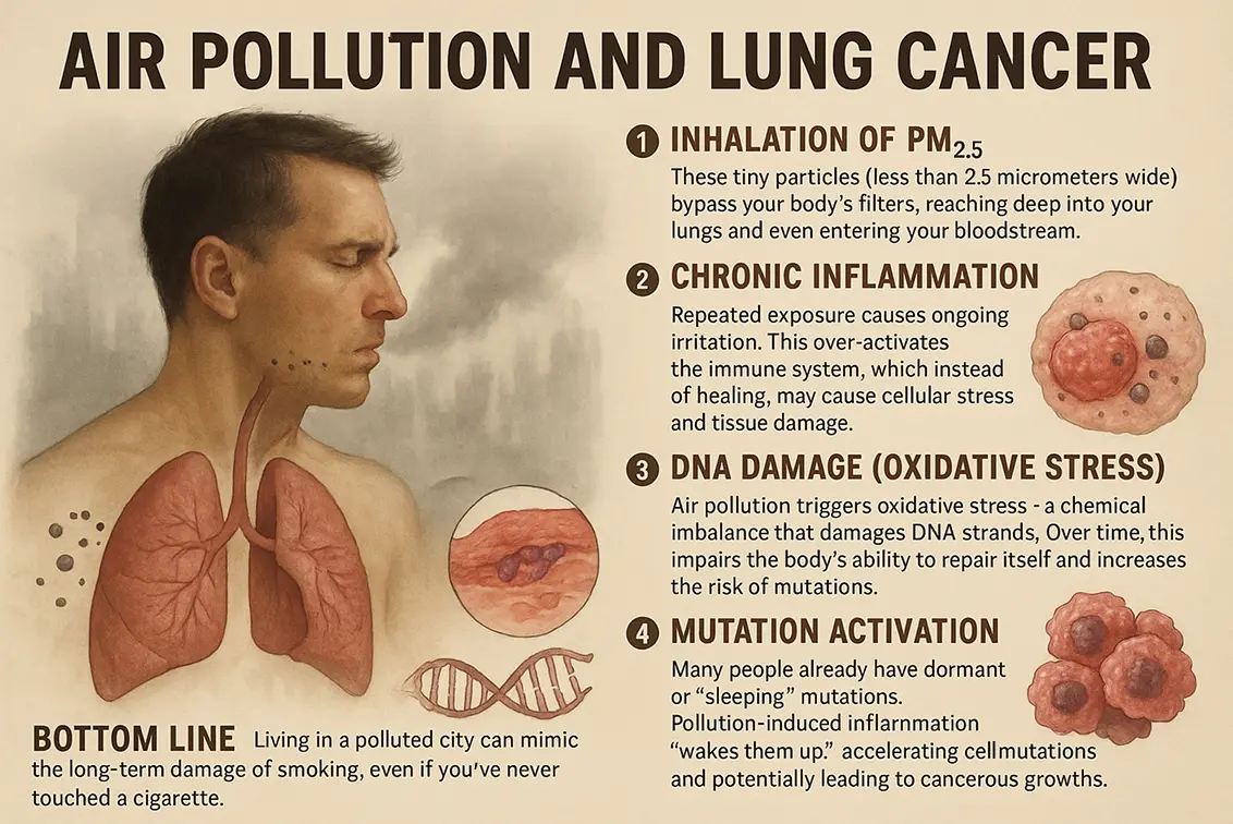 The mechanism as how air pollution and lung cancer is connected through genes mutation