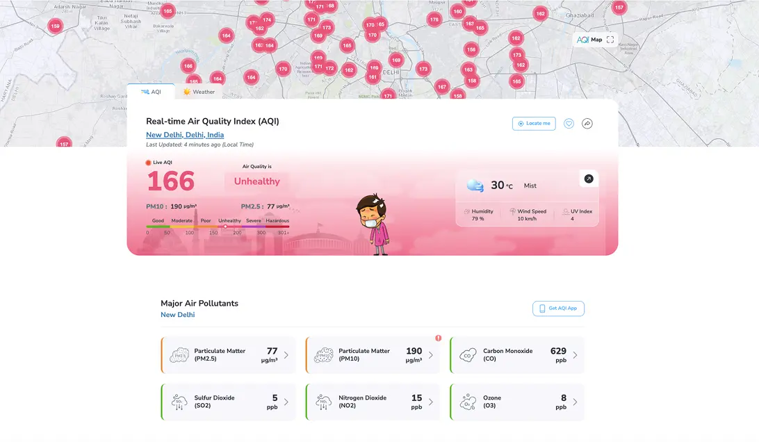 real-time new delhi's aqi level on 28th august 2025