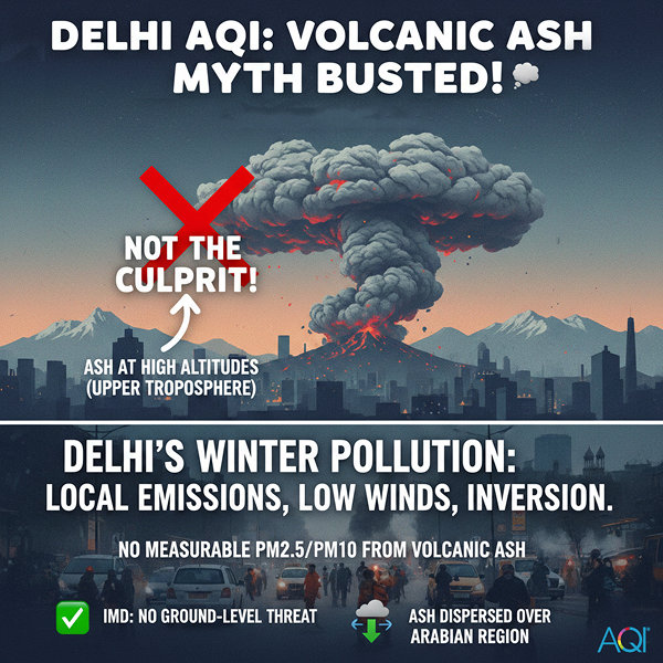Image telling volcanic eruption did not effect ground level pollution