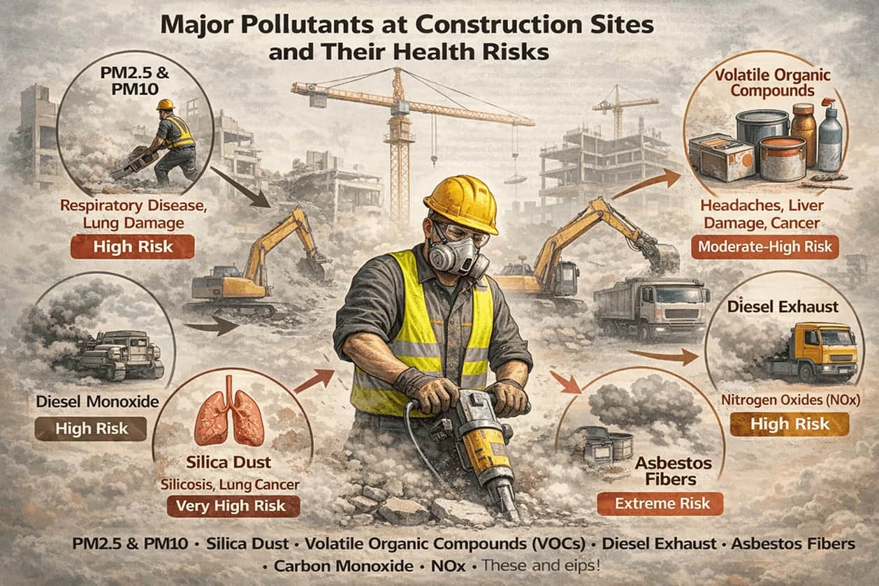 The Major Pollutants at construction site and Their Health Risks